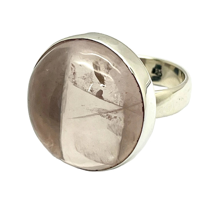 Ring Natural Clear Rose Quartz Round 1.8 cm