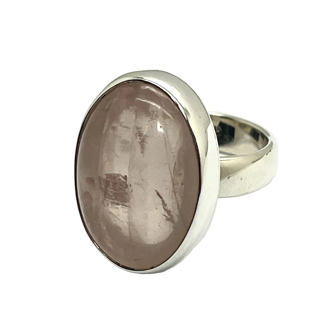 Ring Natural Clear Rose Quartz Oval 2.2 cm