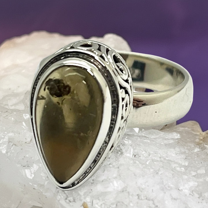 Ring Honey Amber Teardrop 1.5 cm