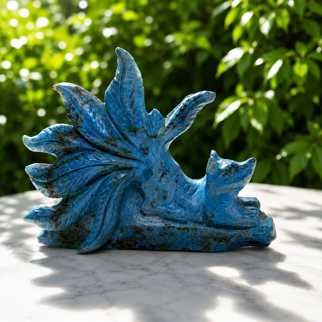 Nine Tail Fox Azurite Malachite 12.2 cm | Carpe Diem With Remi