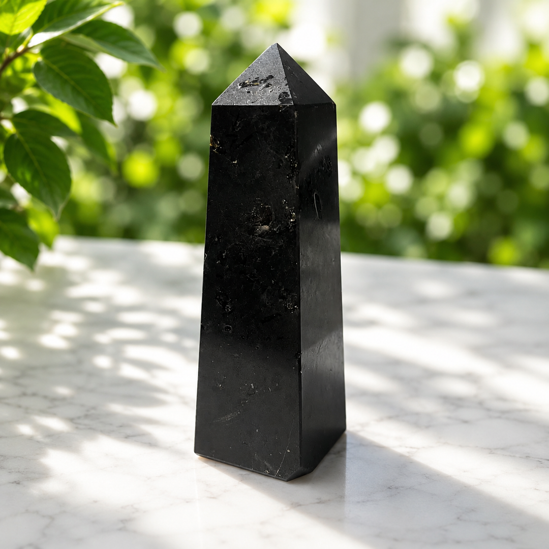 Tower Black Tourmaline 4 Sided 16 cm