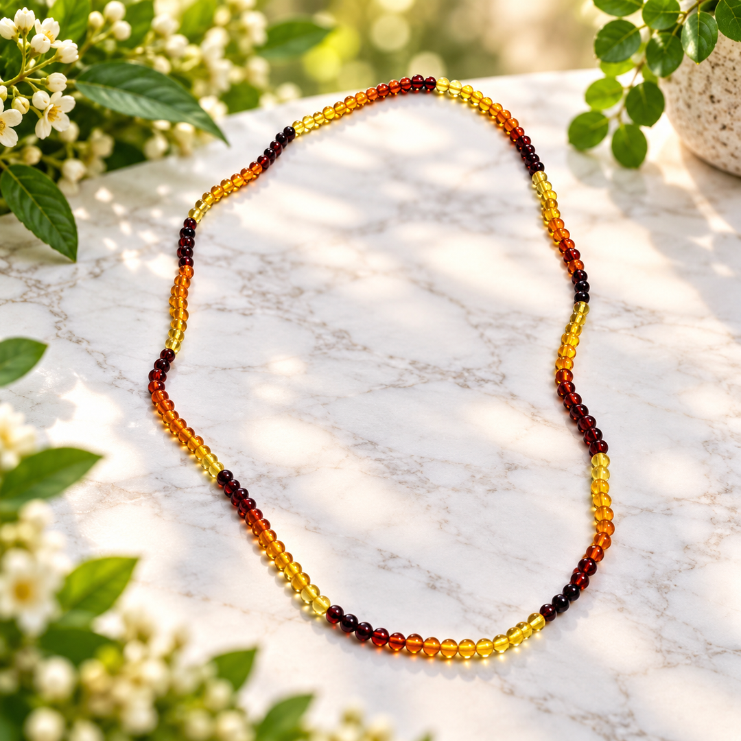 Necklace Amber 4 mm Beads