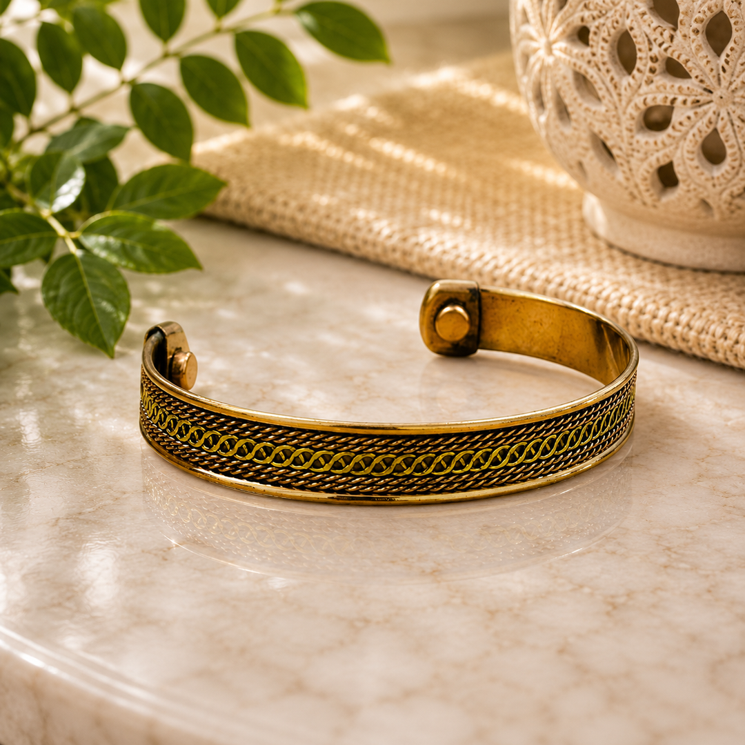 Bracelet Copper Golden Weave Magnetic | Carpe Diem With Remi