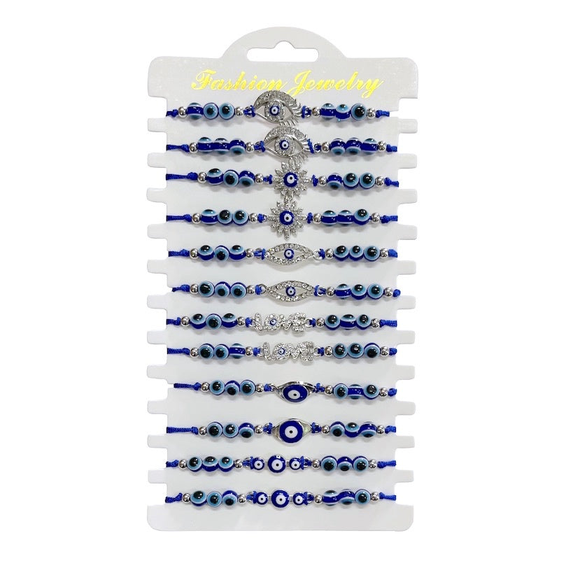 Friendship Band Evil Eye Silver Motif