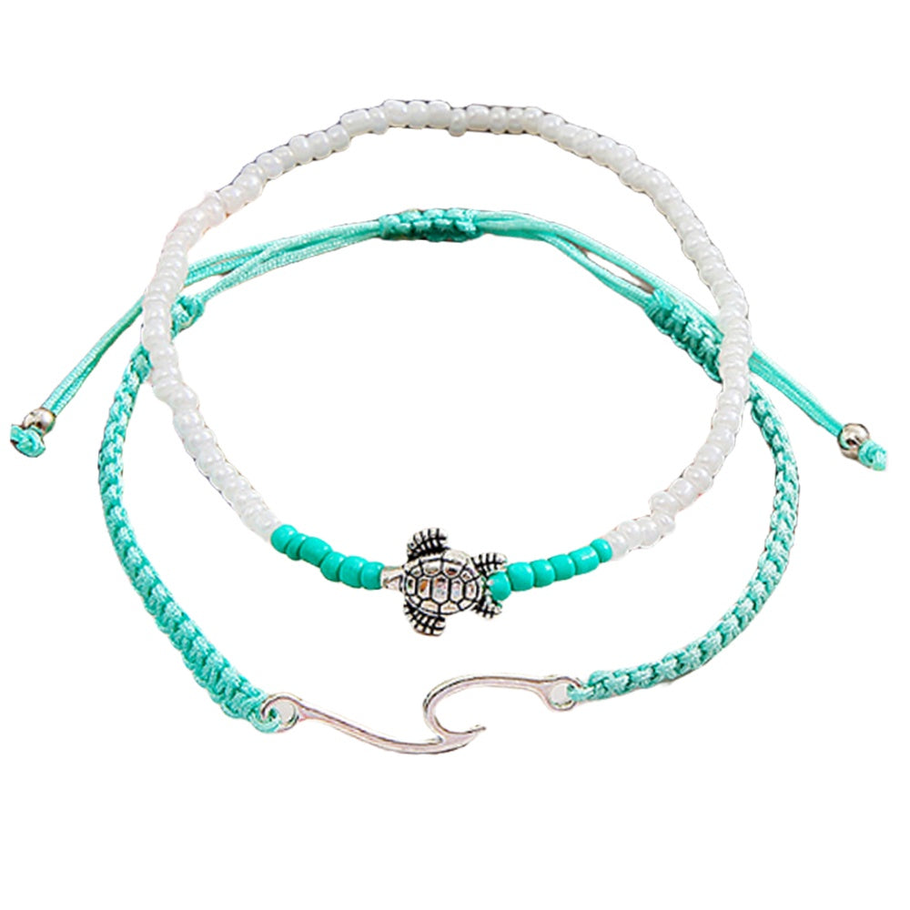 Anklet Blue and White Aqua Wave