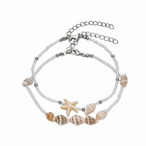 Anklet Seashell Mini Beads Set of 2