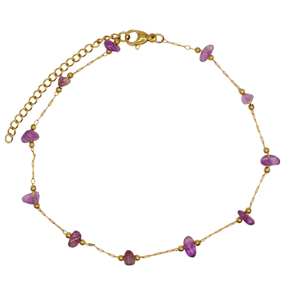 Anklet Amethyst Dainty Gold
