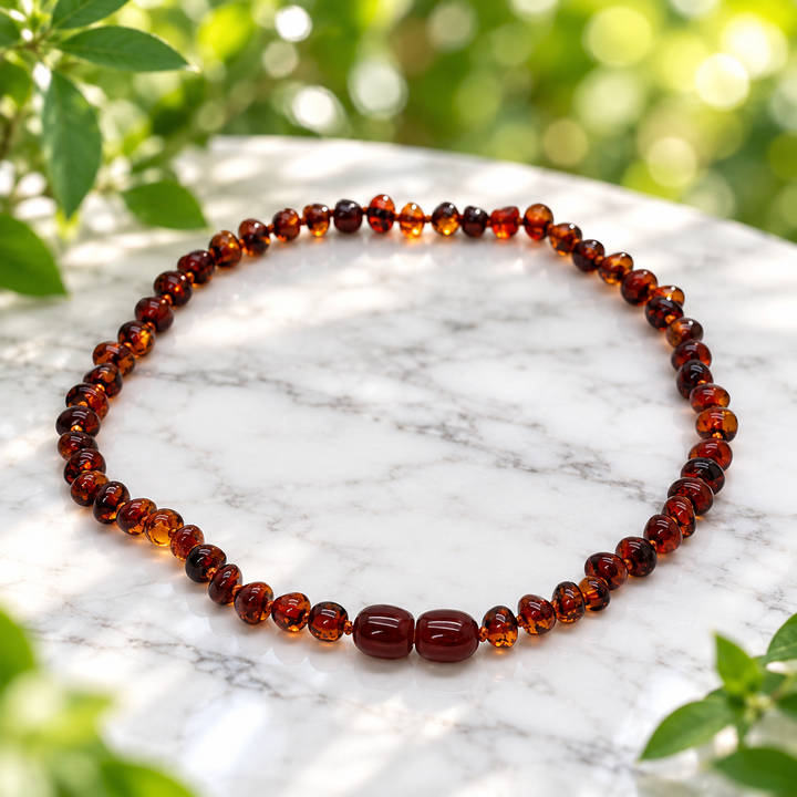 Amber Baby Necklace Dark Cognac 30 cm | Carpe Diem With Remi