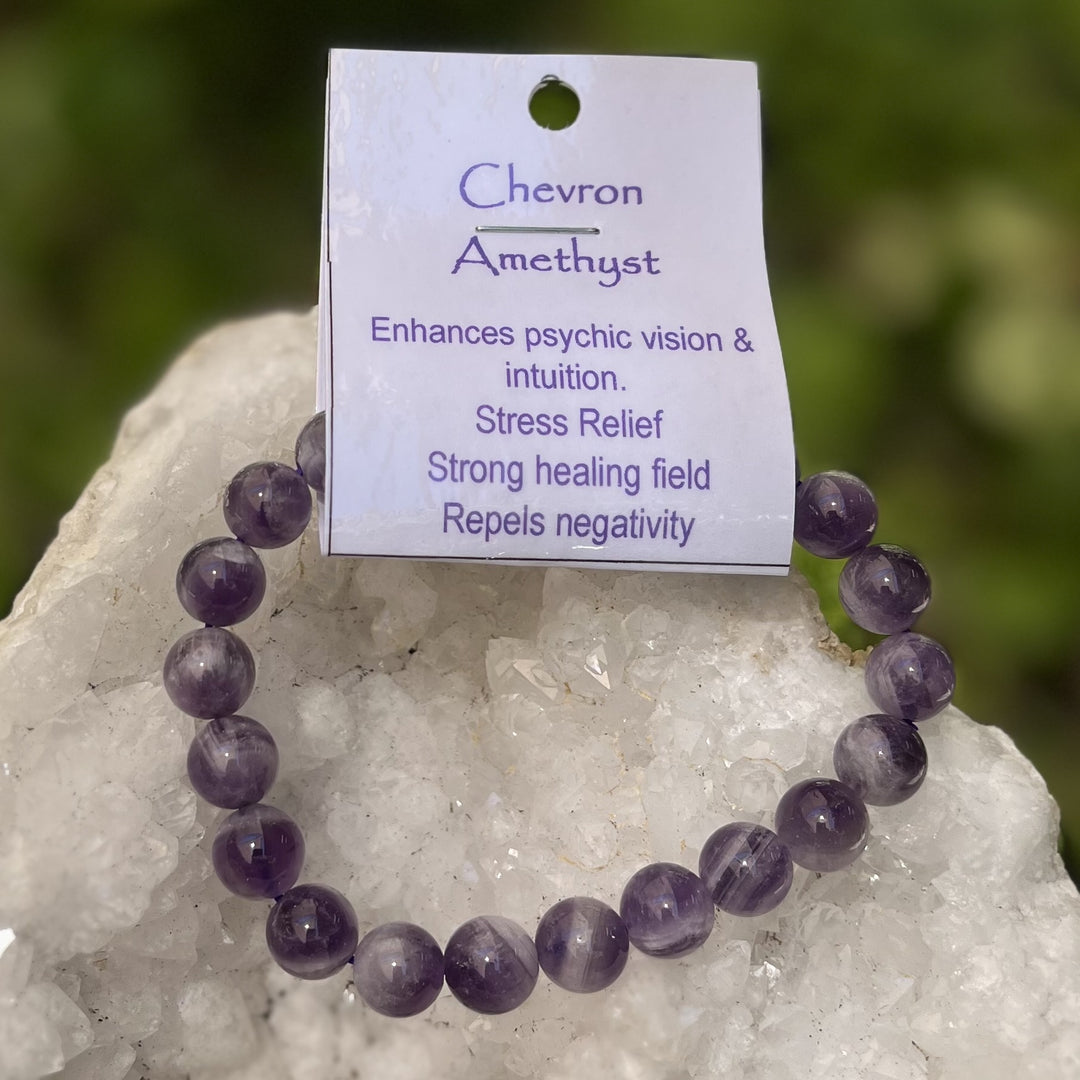 Bracelet Chevron Amethyst  8mm Beads