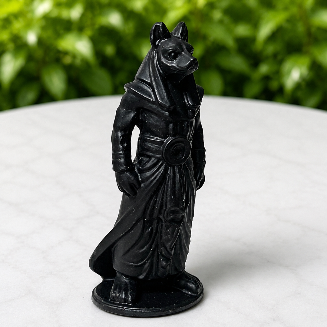 Anubis Crystal Carving Black Obsidian