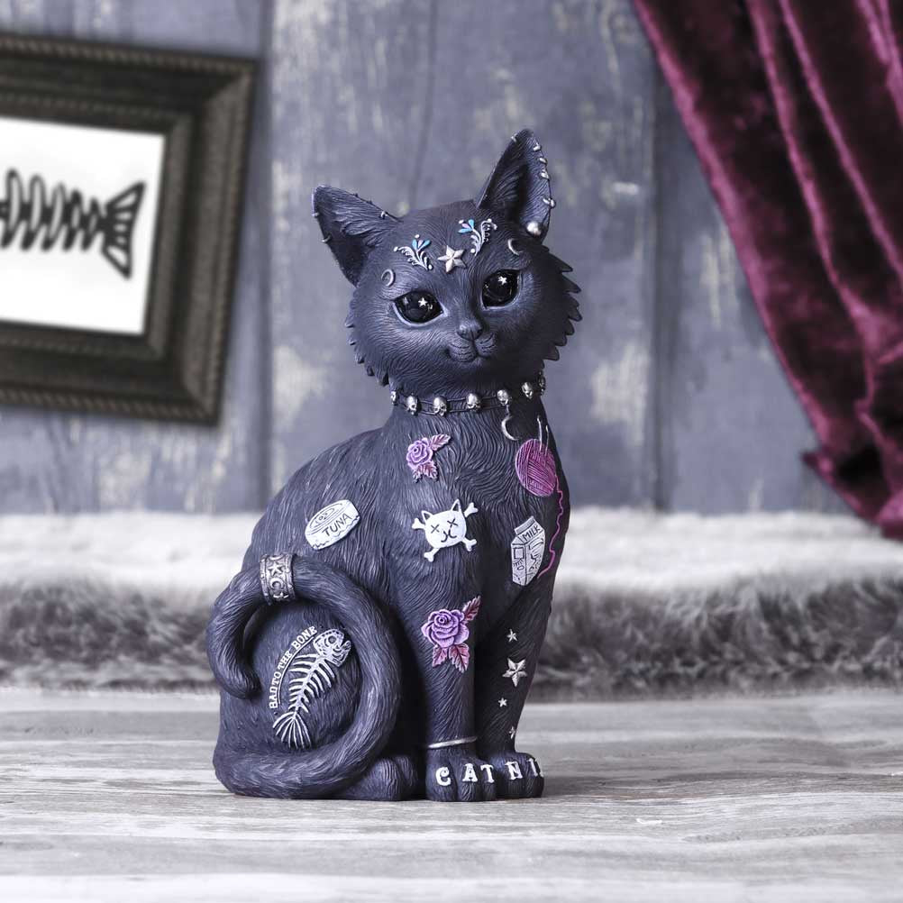 Cat Figurine Bad to the Bone Black 22 cm