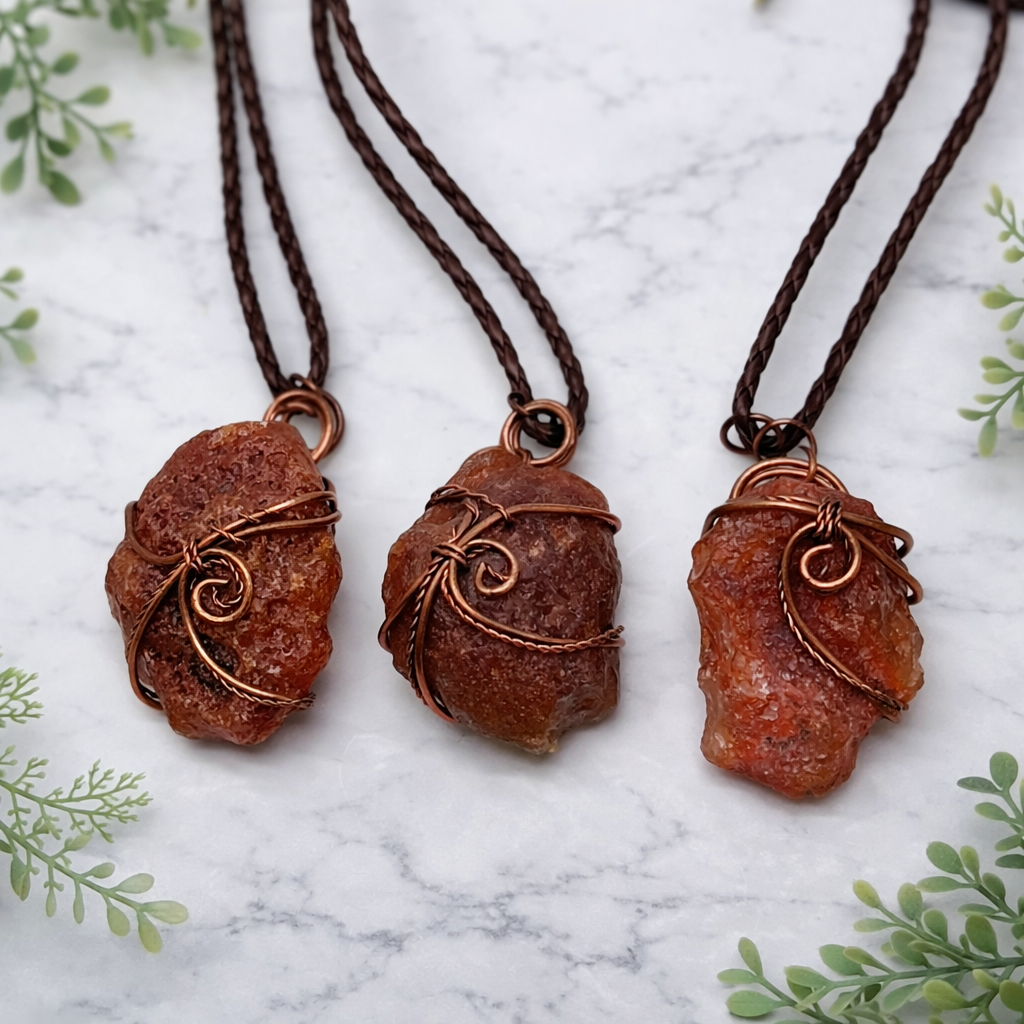 Necklace Carnelian Nodule on Copper Botswana