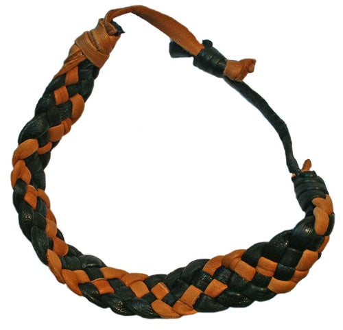 Bracelet Leather Plaited Tan and Black