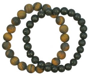Bracelet Lava Bead and Tiger Eye Matte