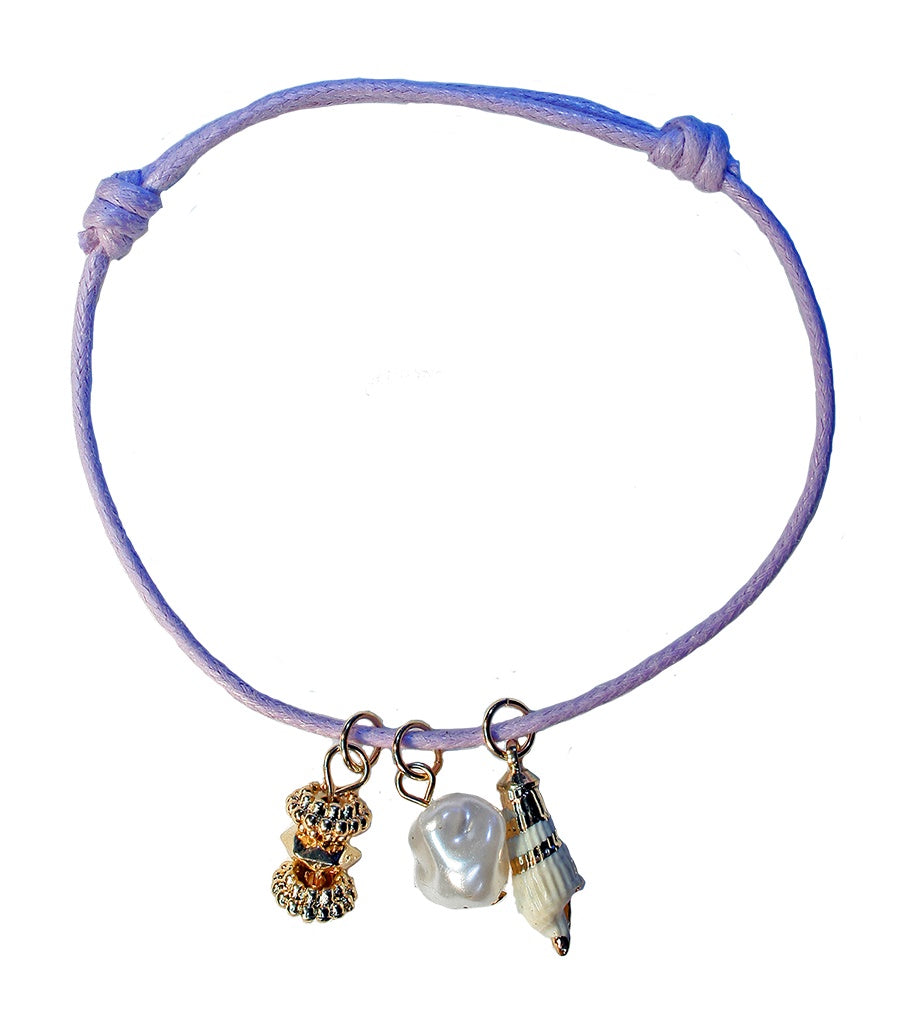Bracelet Purple Cord with Pearl