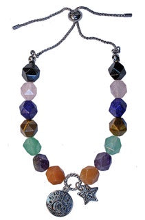 Bracelet Faceted Charms Moon and Back