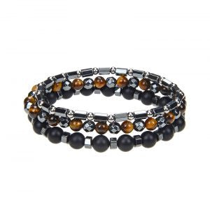 Bracelet Hematite Tiger Eye and Matte Beads