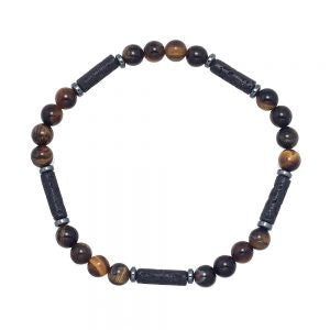 Bracelet Tiger Eye and Lava Beads