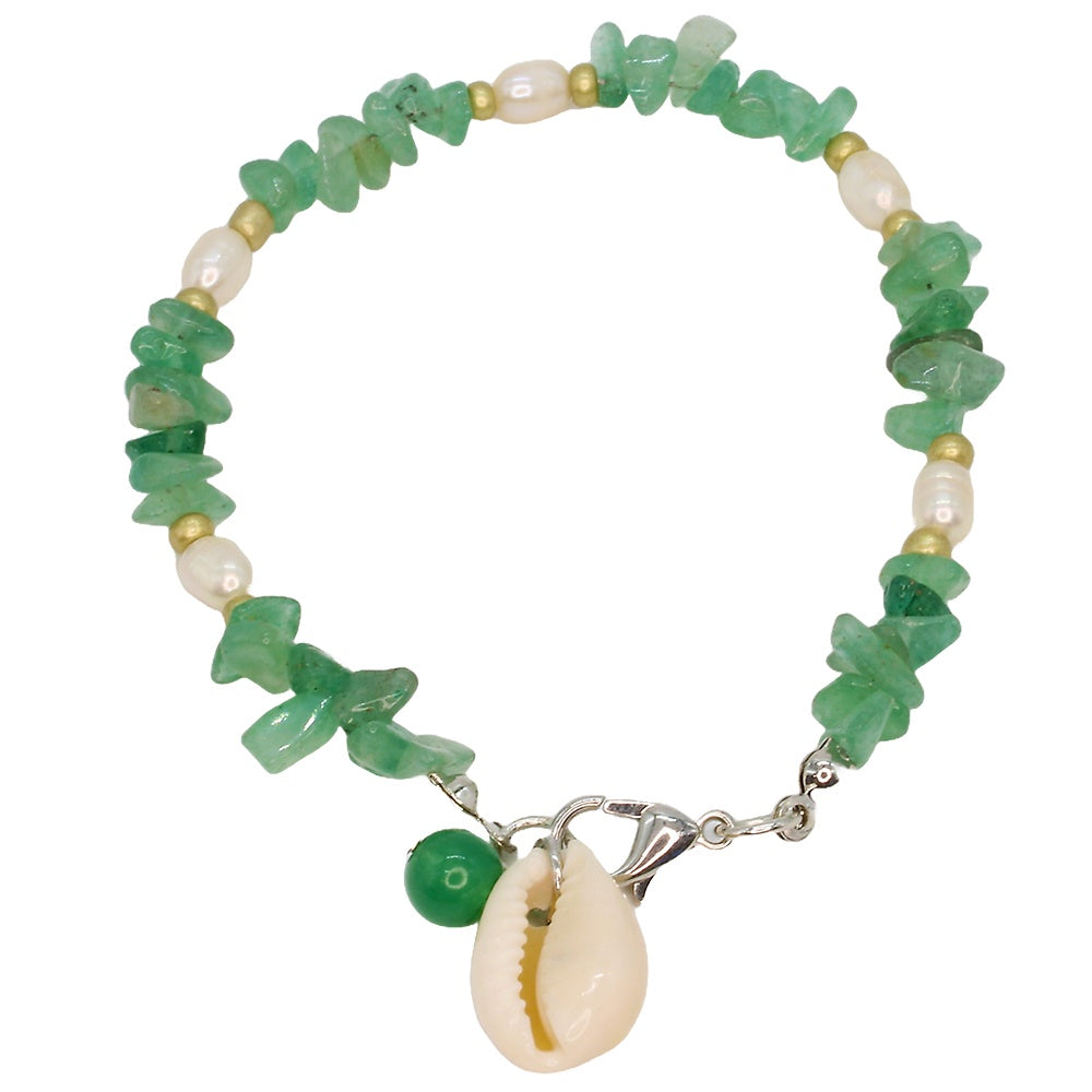 Bracelet Aventurine Pearl and Cowrie Shell