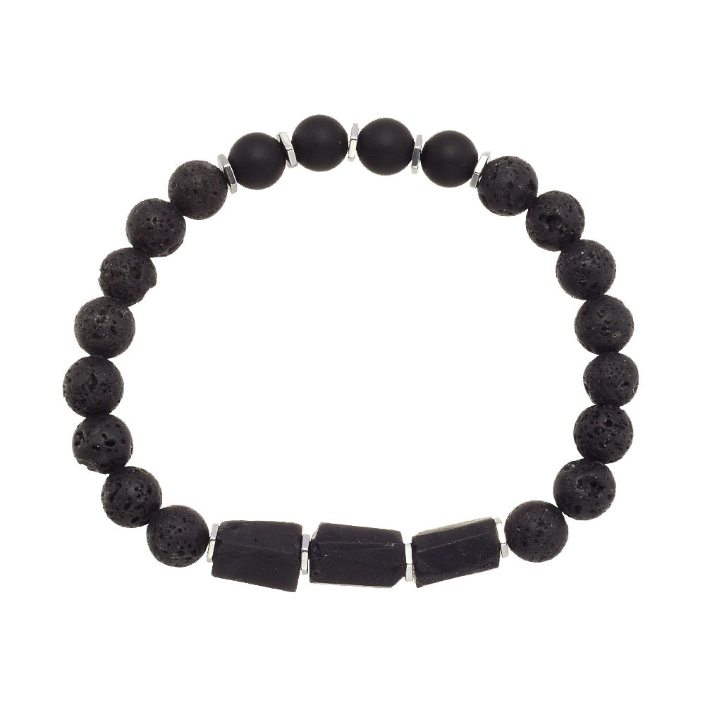 Bracelet Black Tourmaline with Lava Beads 8mm