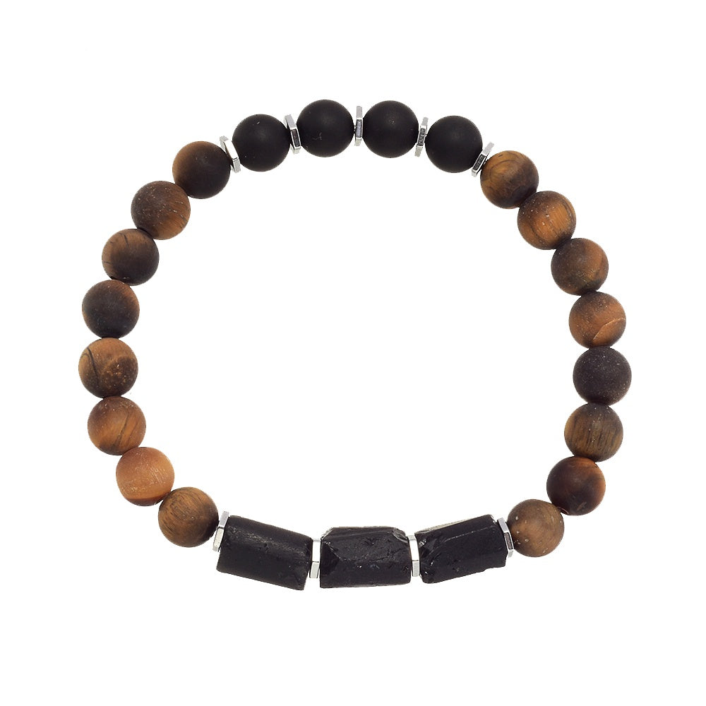 Bracelet Tiger Eye and Tourmaline 8mm