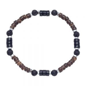 Bracelet Coconut Lava Obsidian and Hematite Beads | Carpe Diem With Remi
