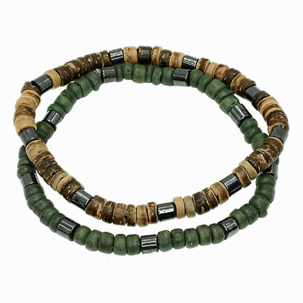 Bracelet Coconut Beads Khaiki Set