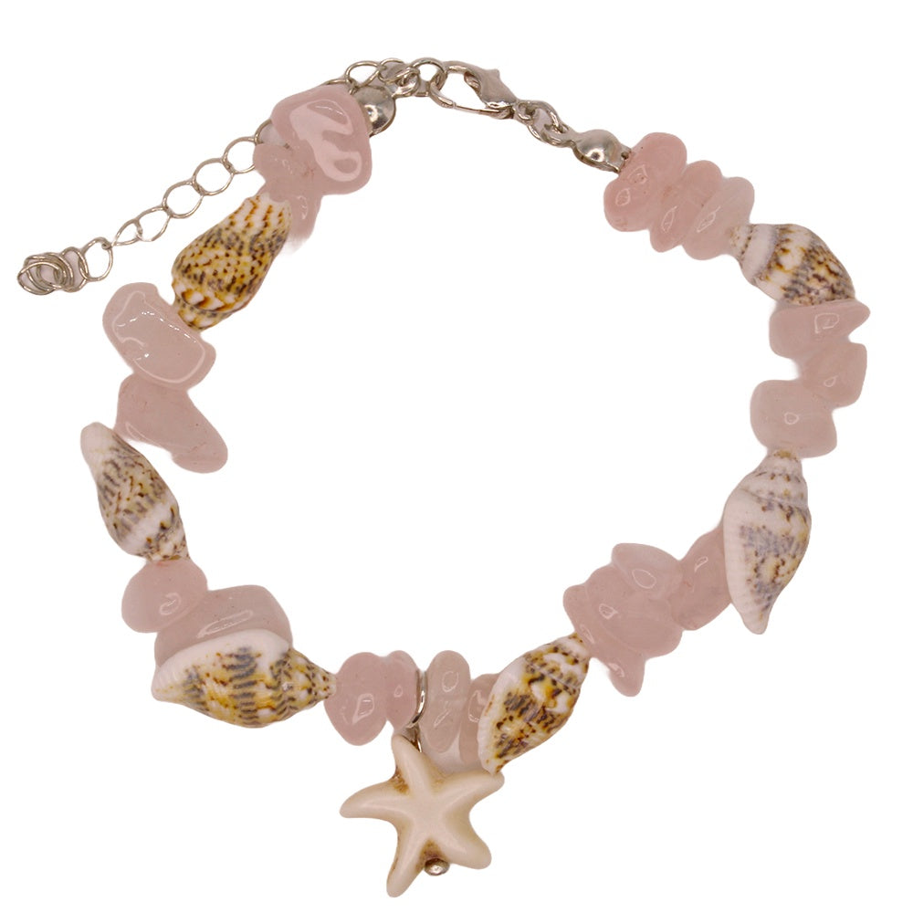 Bracelet Rose Quartz Chip Sea Charms