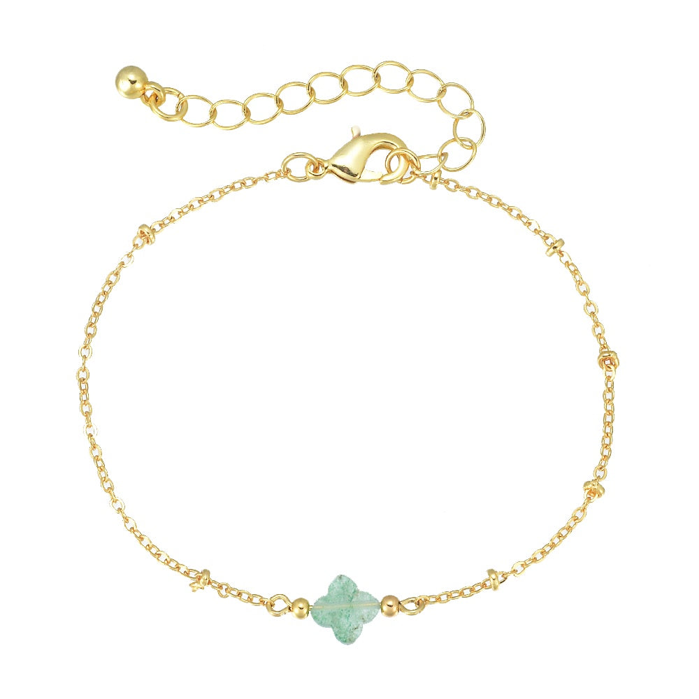 Bracelet Green Quartz Clover Gold