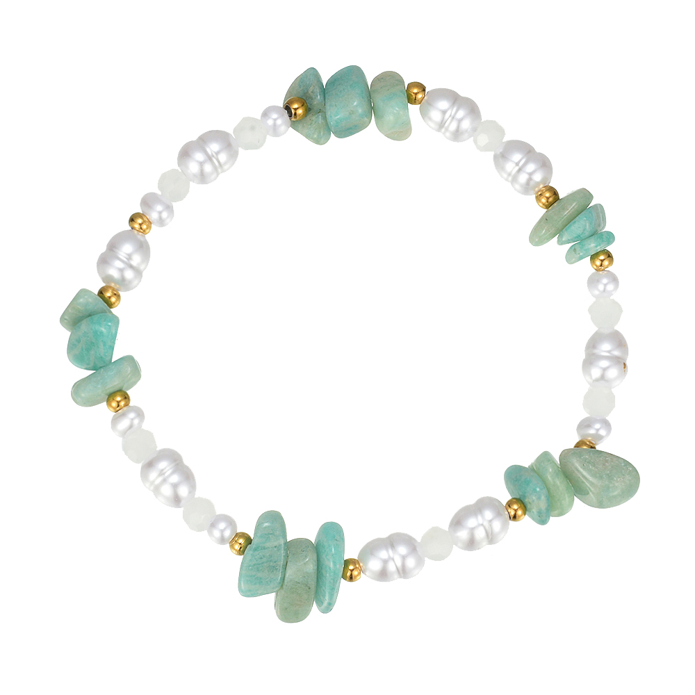 Bracelet Amazonite and Pearl Gold
