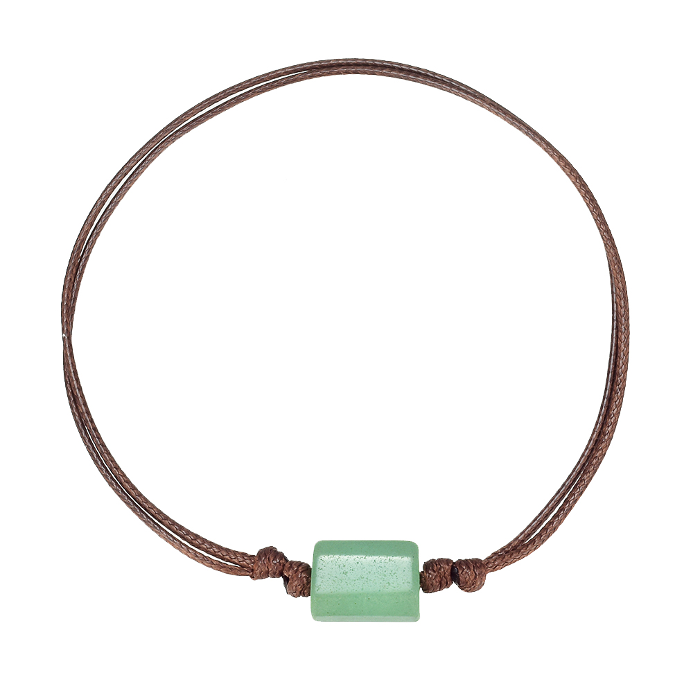 Bracelet Green  Aventurine on Leather