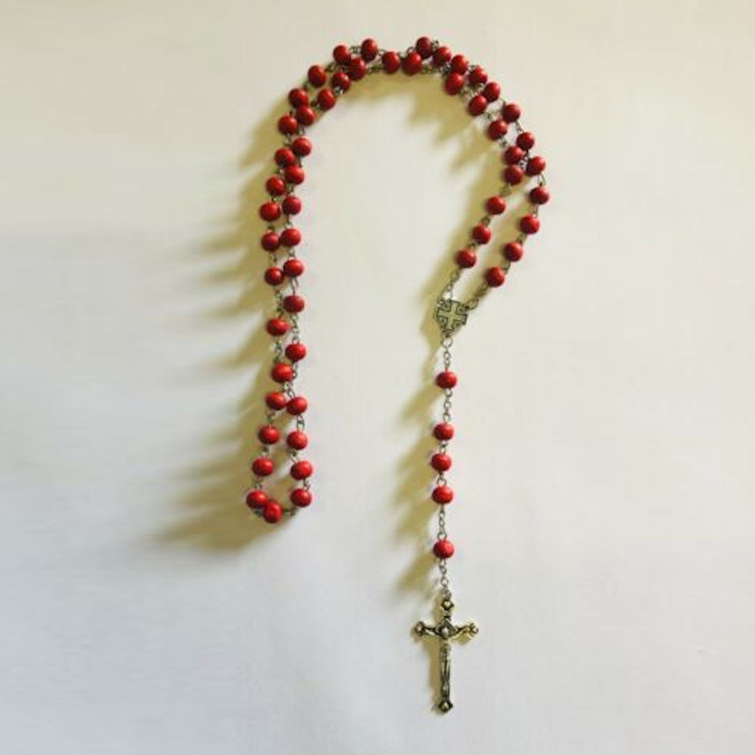 Rosary Bead with Cross Red Rose Perfume