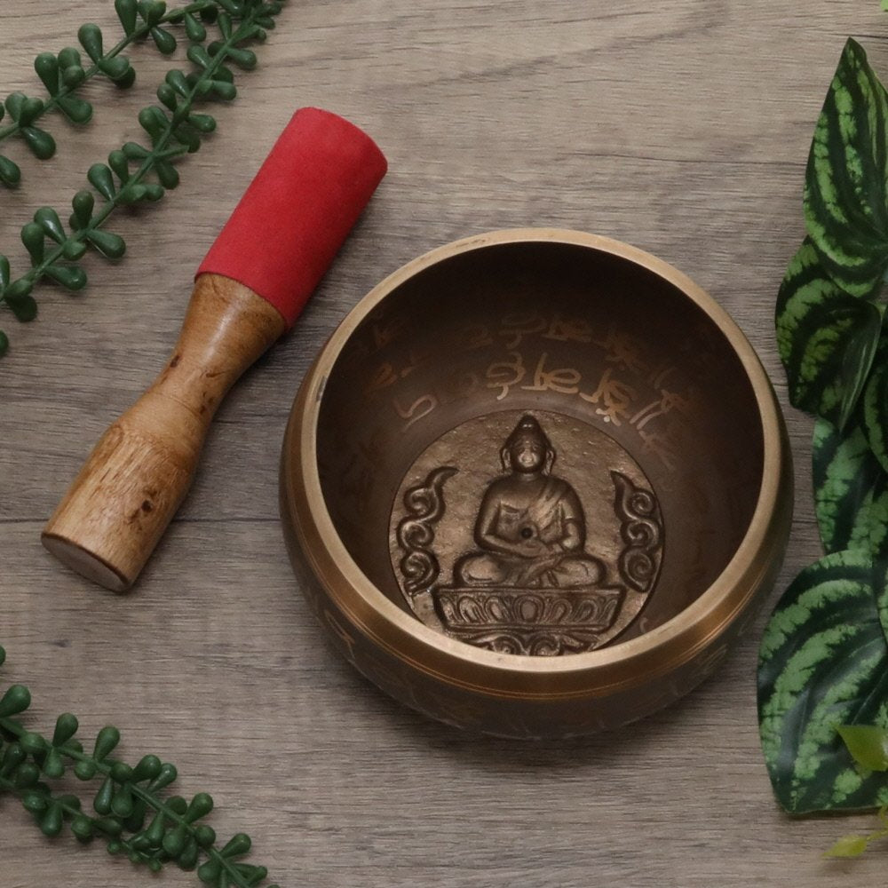 Singing Bowl Brass Buddha Antique Finish 12 cm - Instore Only