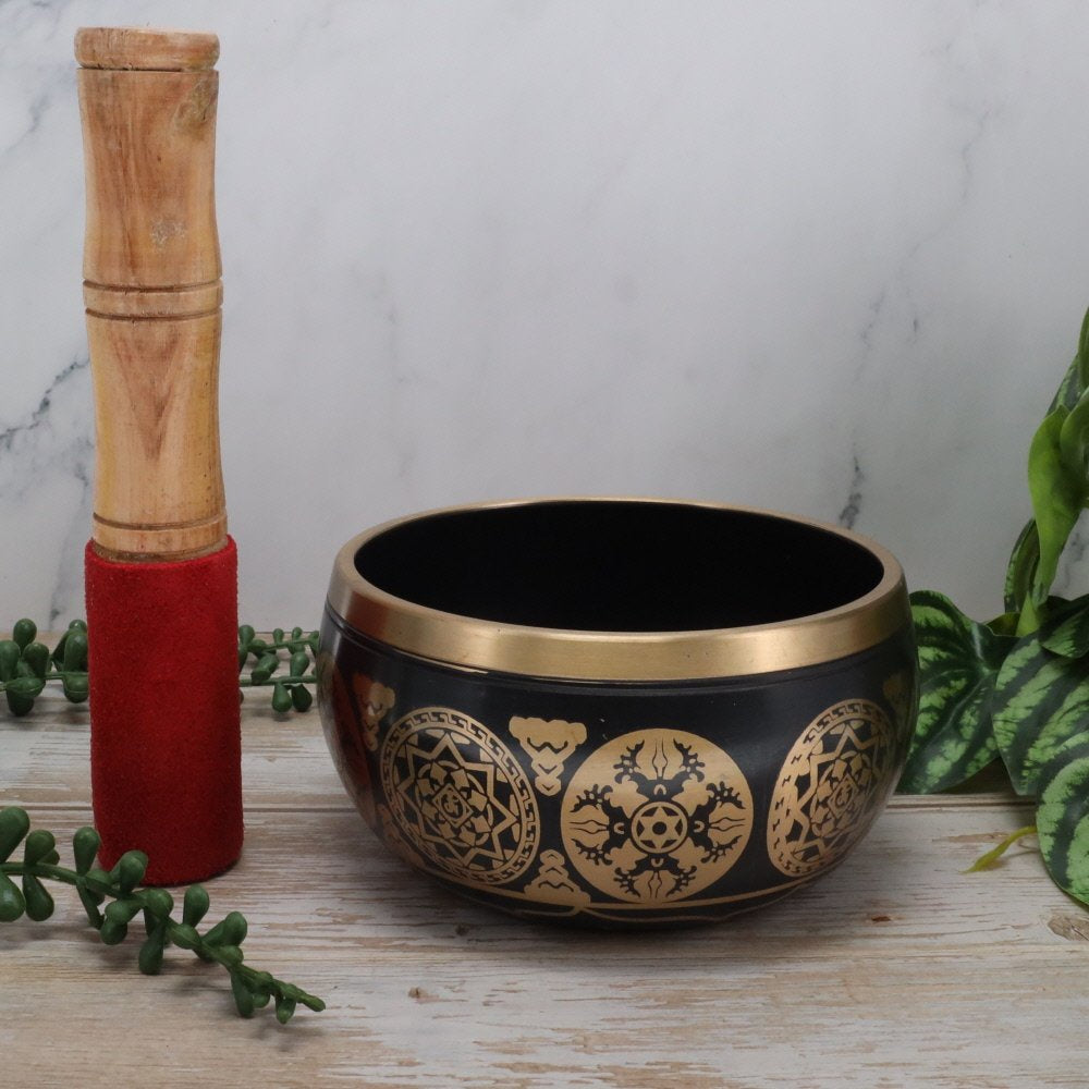 Singing Bowl Brass Buddha Black 12 cm - Instore Only