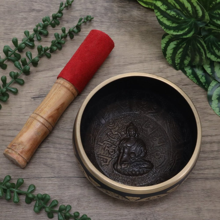 Singing Bowl Brass Buddha Black 12 cm - Instore Only