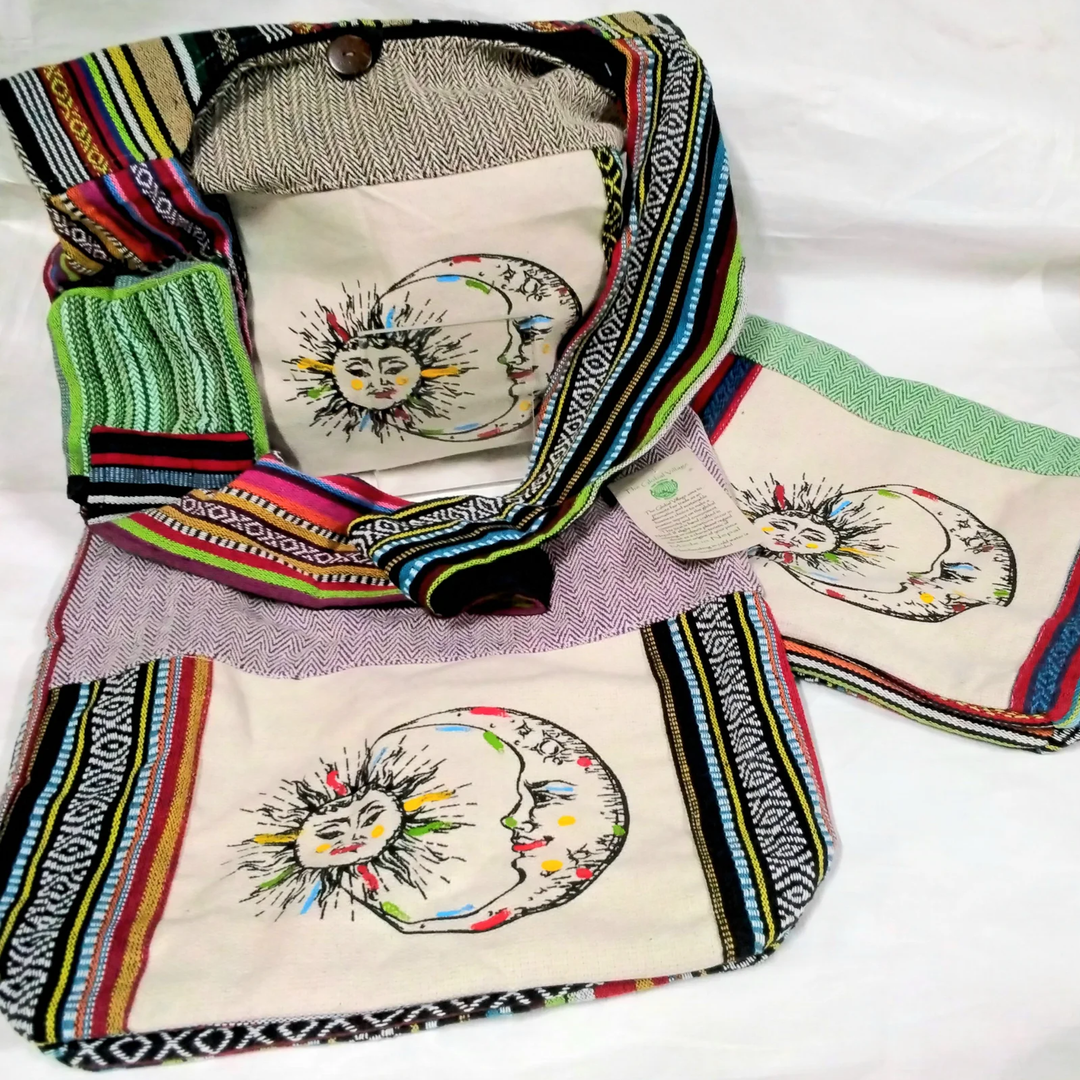 Shoulder Bag Sun and Moon Hemp Cotton