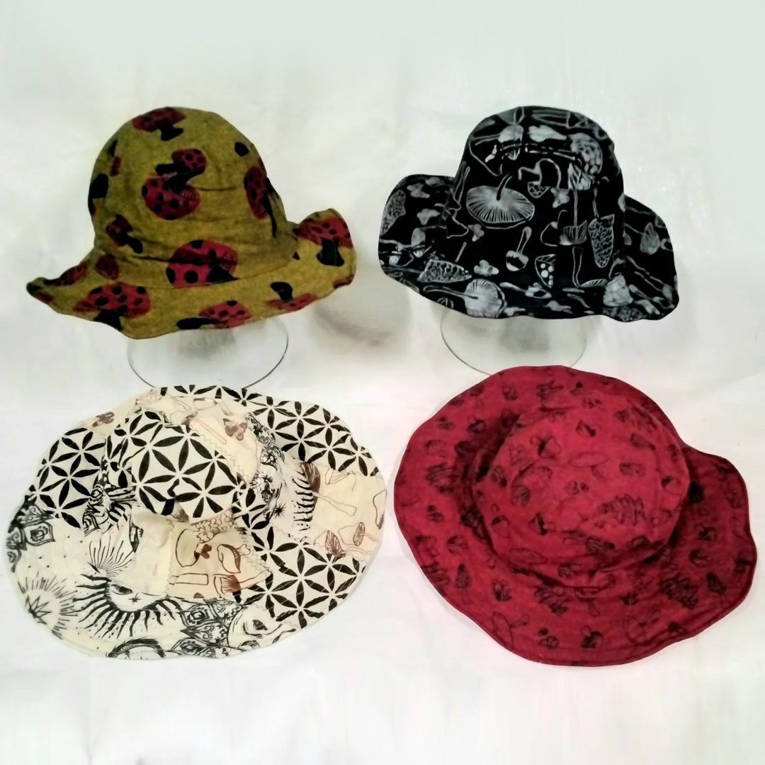 Hat Mushroom Print Cotton
