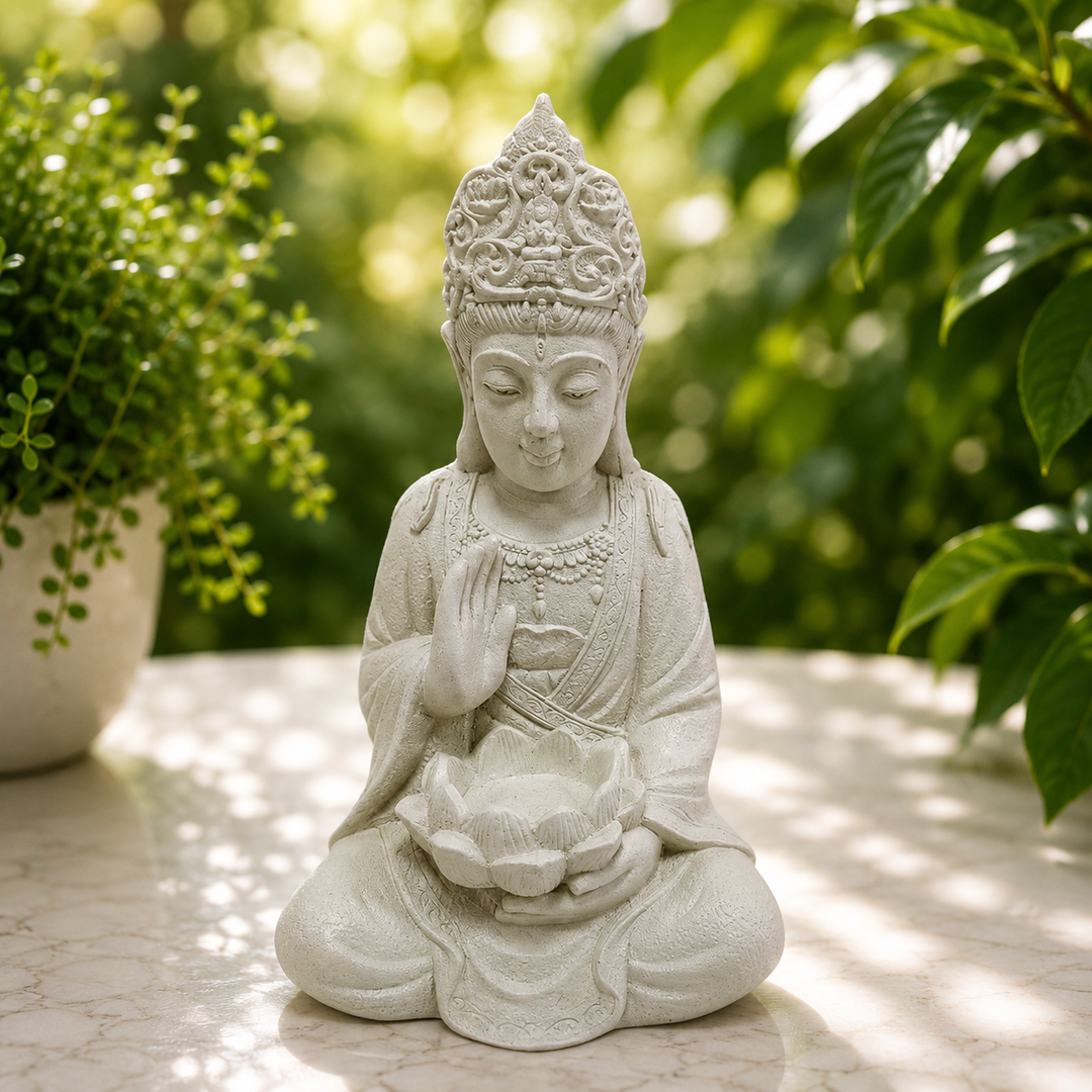 Statue Buddha Quan Yin Lotus Candle Holder 51 cm - Instore Only
