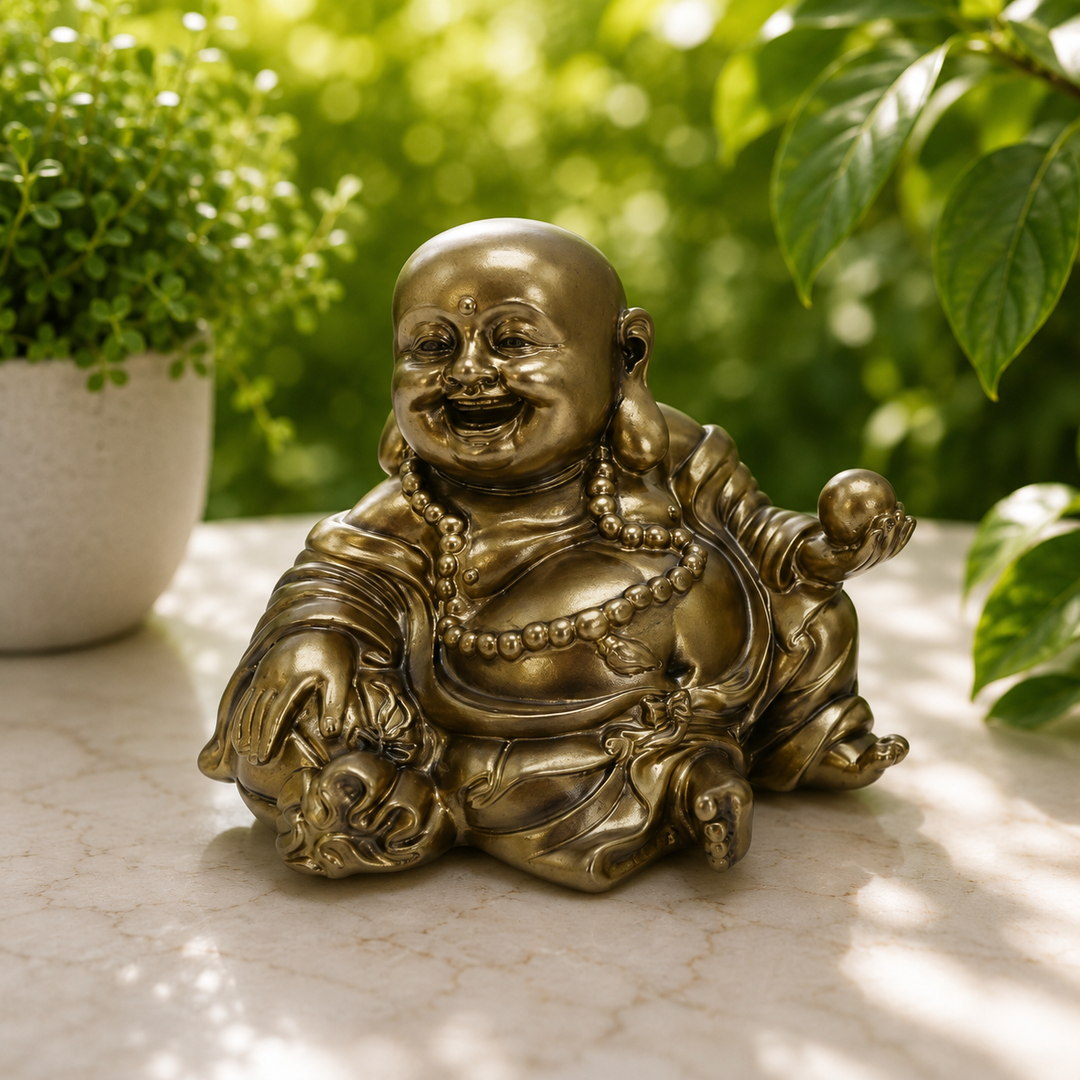 Statue Happy Buddha Bronze 8 cm