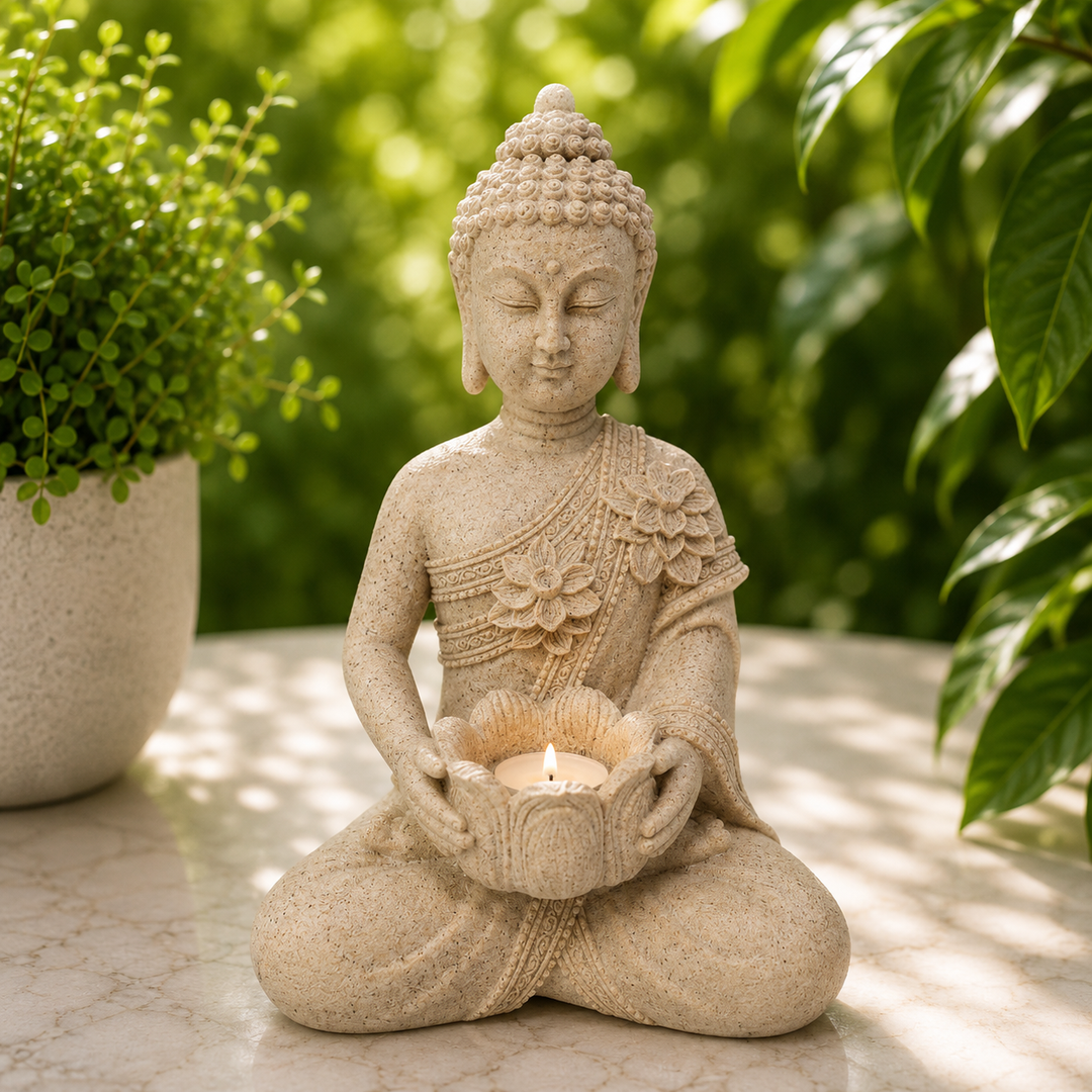 Statue Buddha Sitting Tealight Holder 24 cm - Instore Only