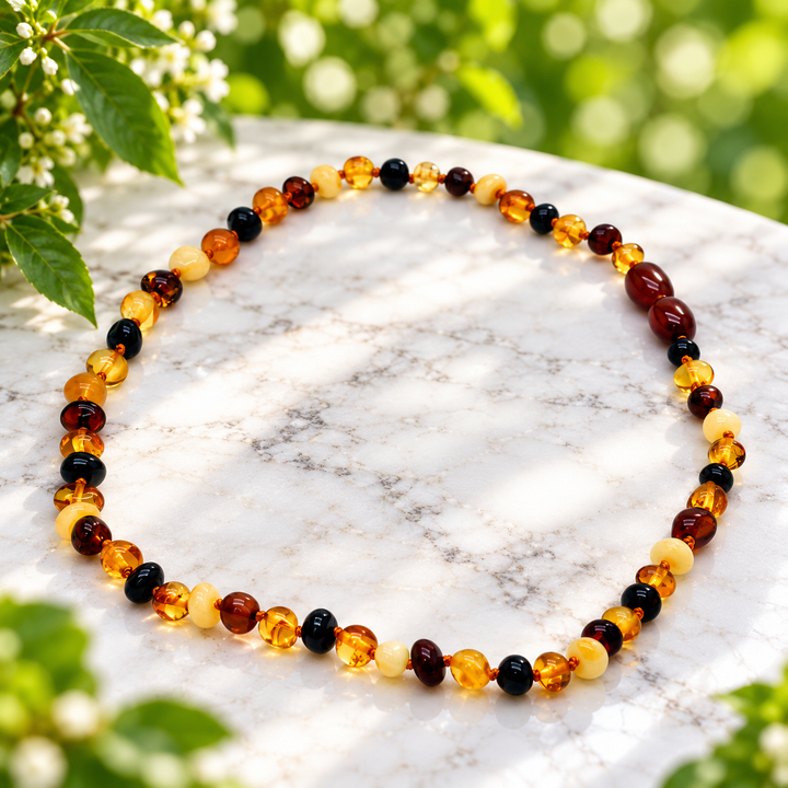 Baby Necklace Amber Multi Bead 30 cm | Carpe Diem With Remi