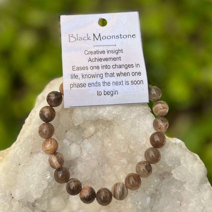 Bracelet Black Moonstone 8 mm Beads