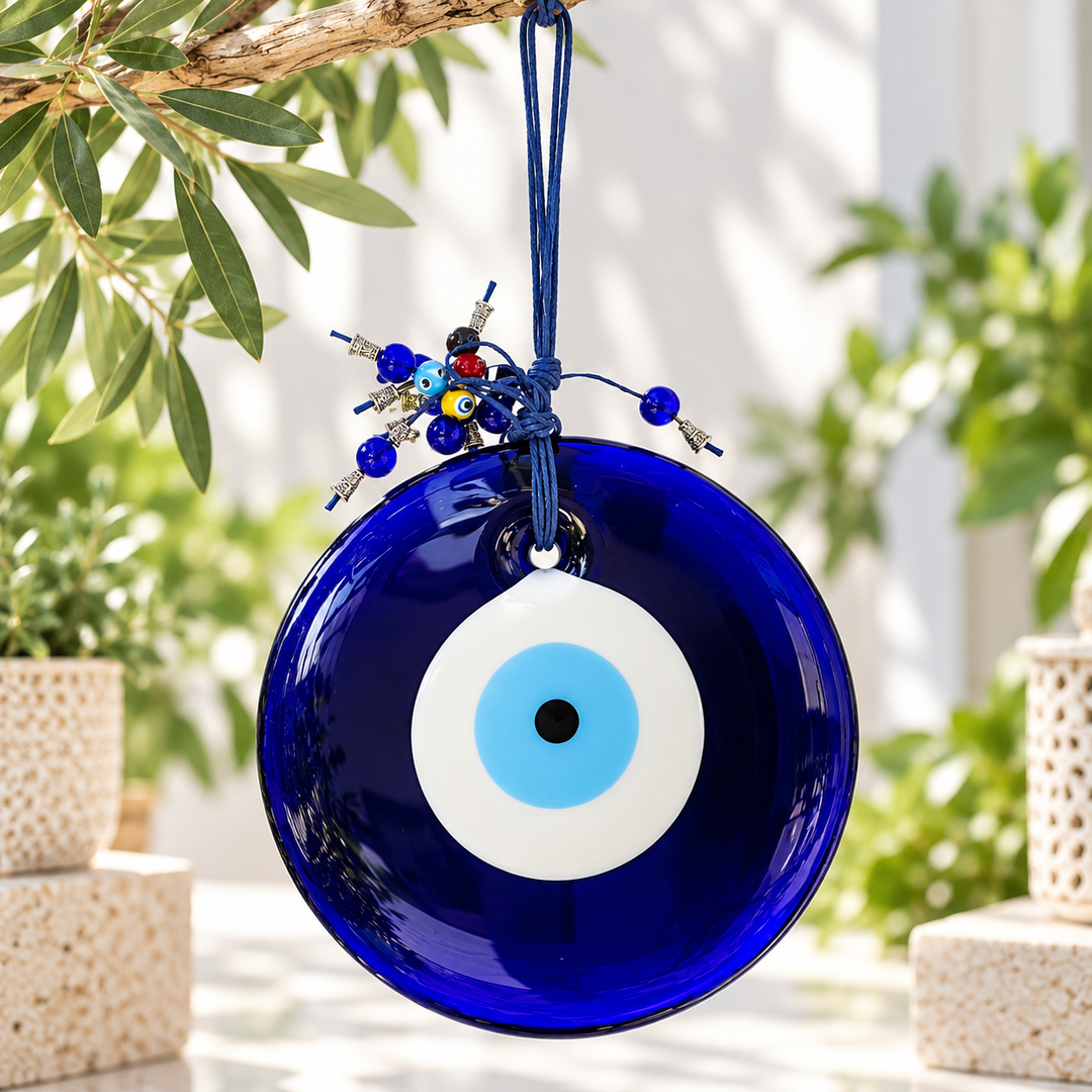 Evil Eye Round Glass Hanging 20  cm