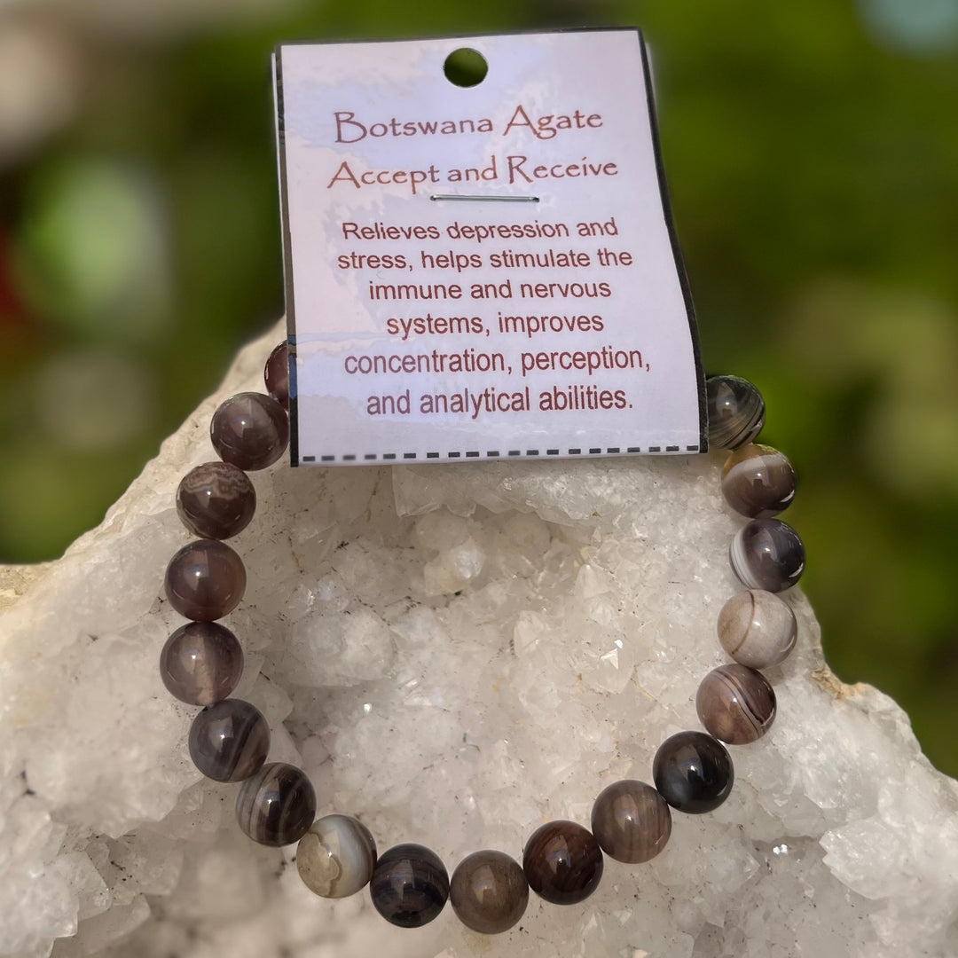 Bracelet Botswana  Agate Beads 8mm