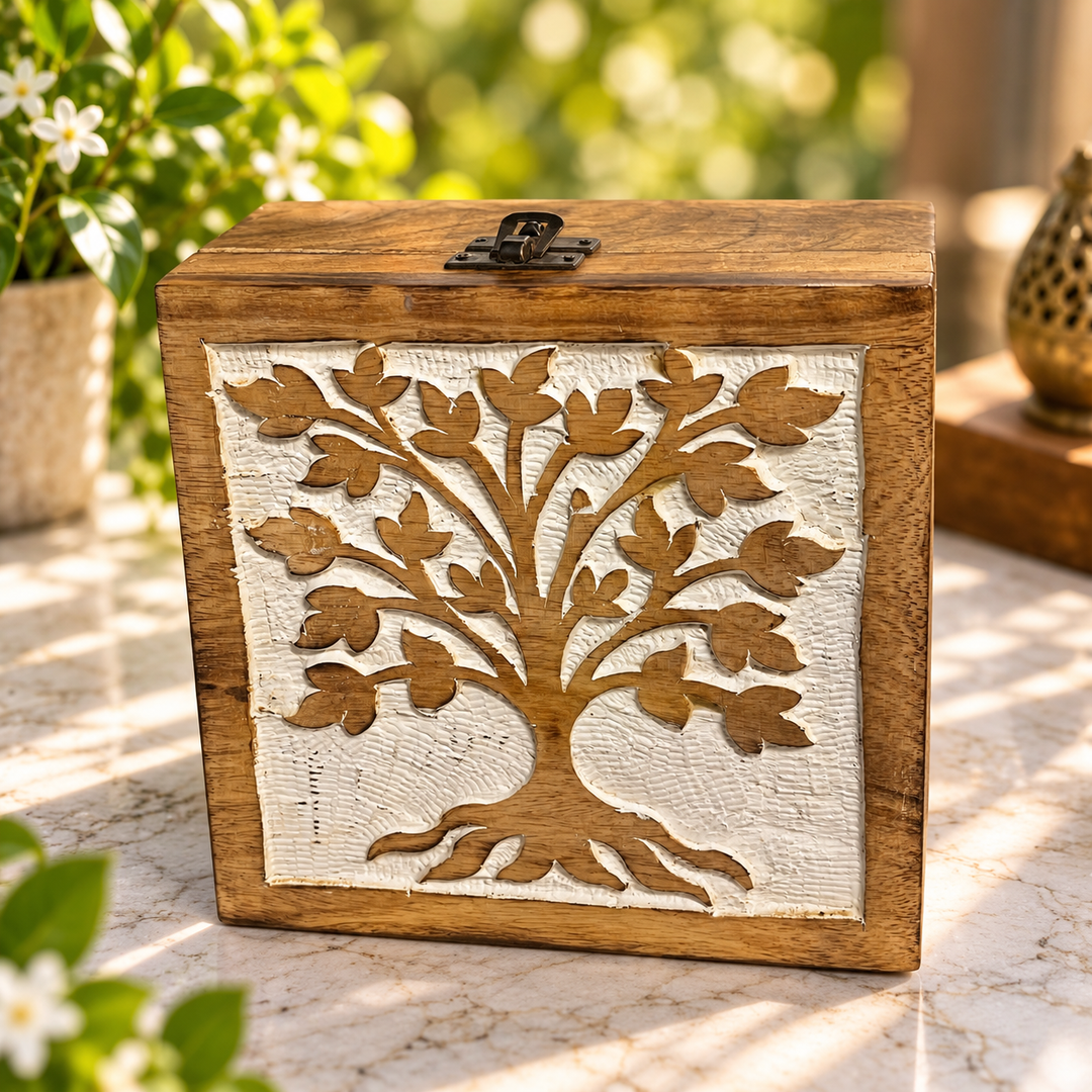 Box Tree of Life  Wooden 18 cm - Instore Only