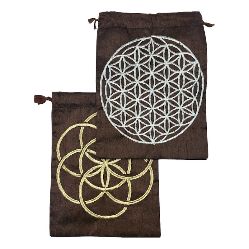 Tarot Pouch Symbols Brown