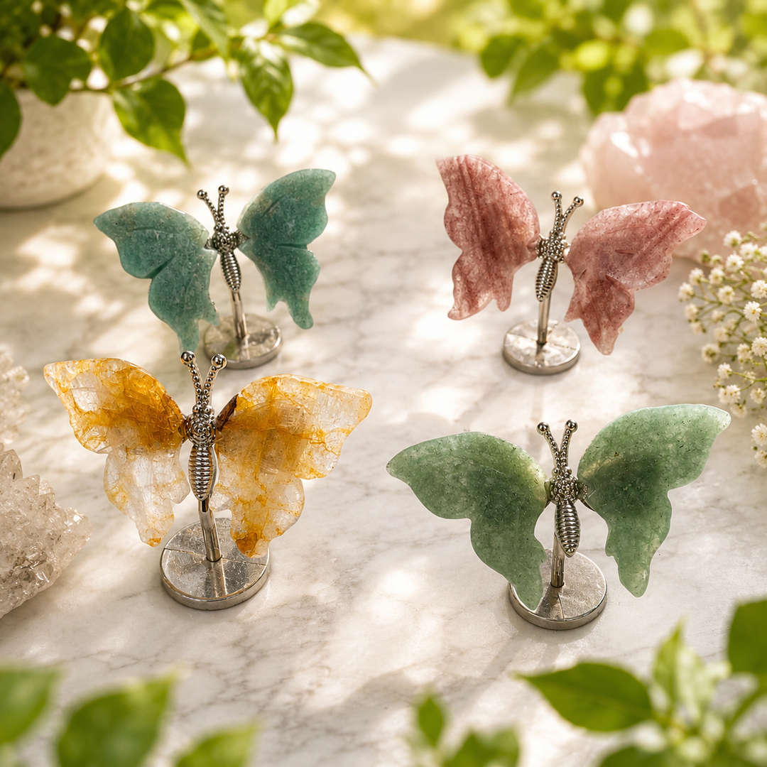 Butterfly Crystal Carving on Stand