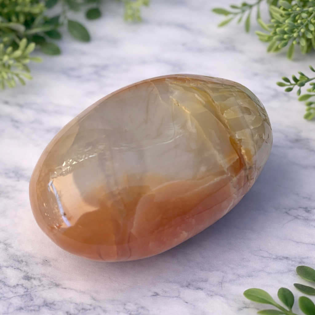 Palm Stone Banded Orange Agate Madagascar