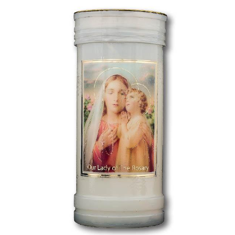 Candle Our Lady of the Rosary Devotional 16 cm