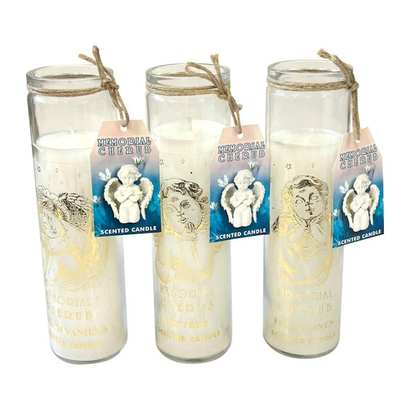 Candle Pillar Memorial Cherub 21 cm